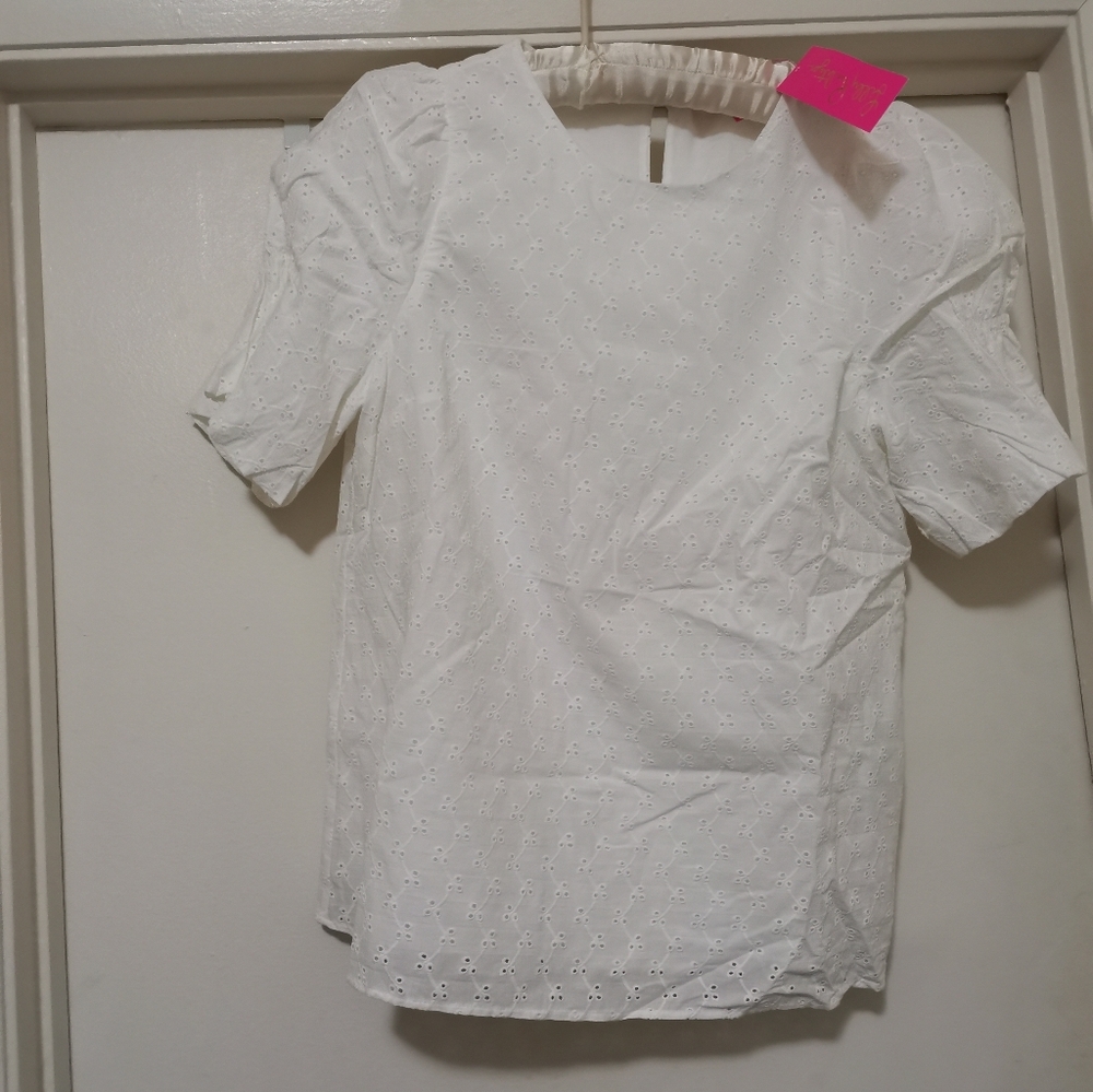 LILLY PULITZER White Puff Sleeve Blouse - Picture 7 of 10